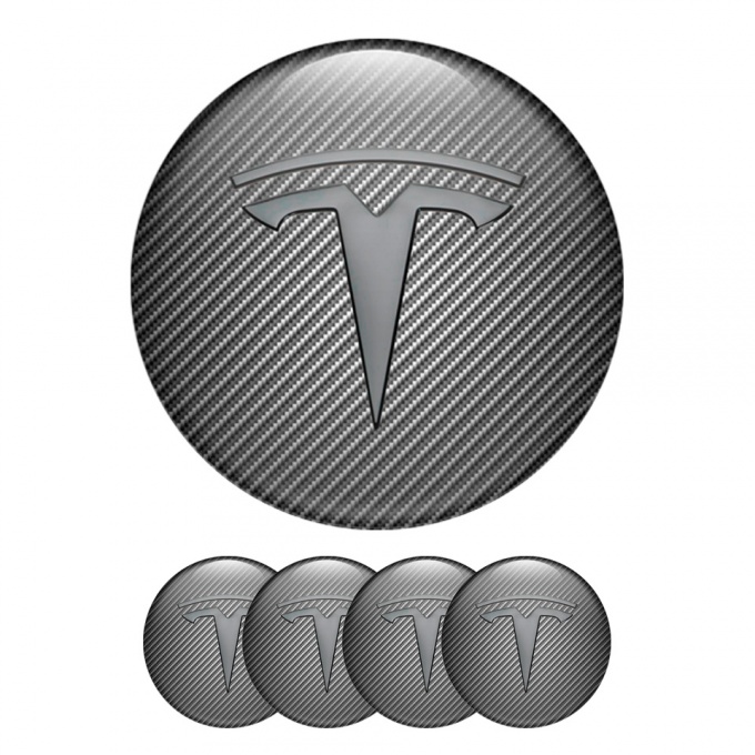 Tesla Wheel Center Emblems Carbon Edition