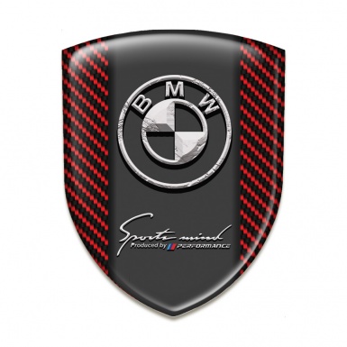 BMW Emblem Badge Logo Red Carbon with Stone Logo Style 