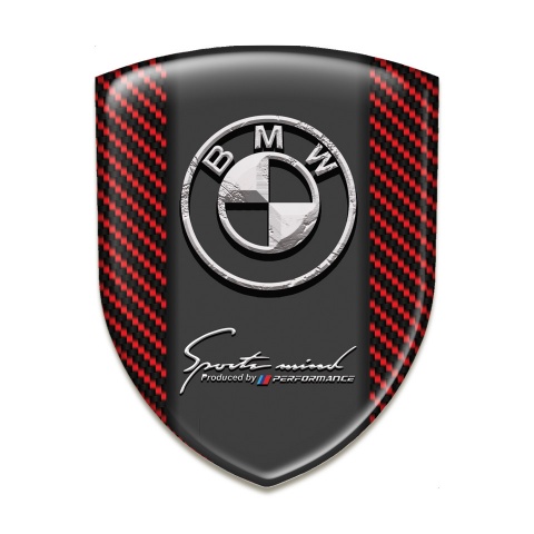 BMW Emblem Badge Logo Red Carbon with Stone Logo Style 