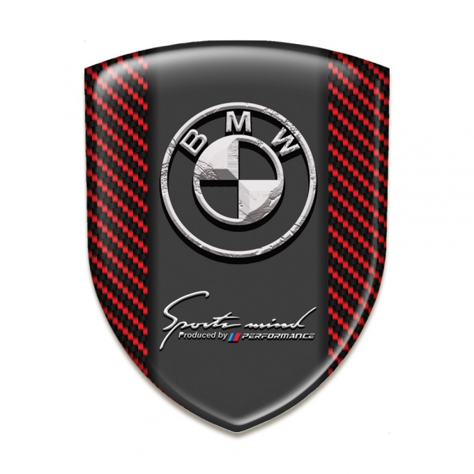 BMW Emblem Badge Logo Red Carbon with Stone Logo Style 