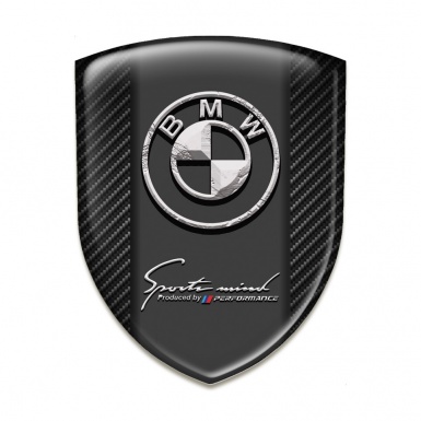 BMW Self Adhesive Emblem Logo Dark Carbon with Stone Logo 