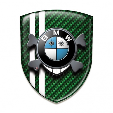 BMW Tuning Emblem Green Carbon with White Lines Design Smile Logo 