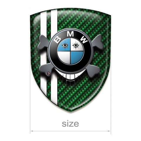 BMW Tuning Emblem Green Carbon with White Lines Design Smile Logo 