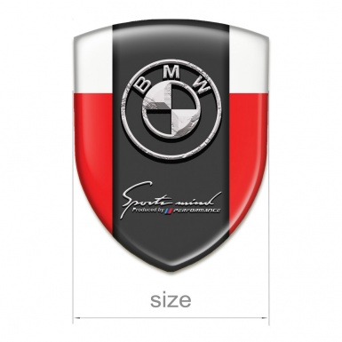 BMW Auto Emblem Red White Design Stone Logo Effect 