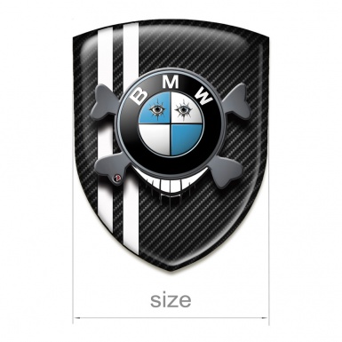 BMW Silicone Emblem Dark Carbon Base White Lines Smile Logo 