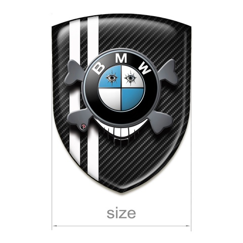 BMW Silicone Emblem Dark Carbon Base White Lines Smile Logo 