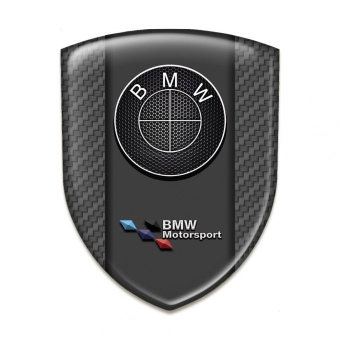 BMW Silicone Car Decal Badge Carbon Base Perforated Steel Logo 