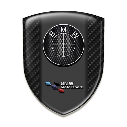 BMW Emblem Badge Logo Dark Carbon Base Perforated Steel Logo 