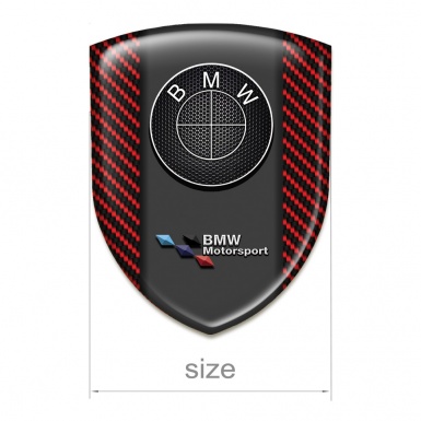 BMW Logo Emblem Red carbon Print Perforated Steel logo 