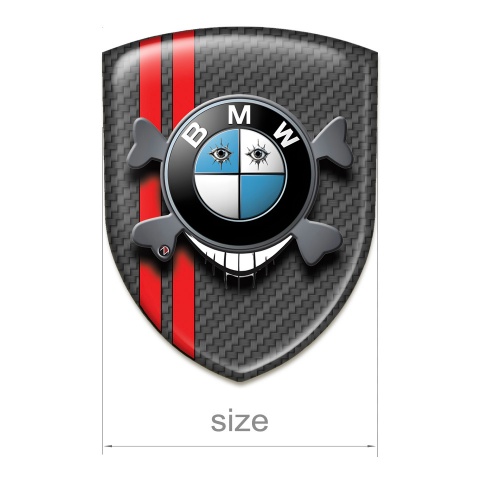 BMW Self Adhesive Emblem Logo Carbon with Red Stripes Base Smile Logo 