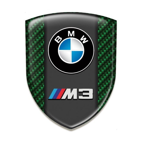 BMW M3 Self Adhesive Car logo Emblem Green Carbon Style 
