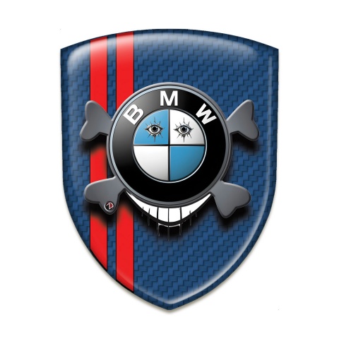 BMW Silicone Badge Navy Blue carbon with Red lines Base Smile Logo 