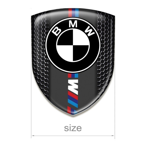 BMW M 3D Gel Emblem Perforated Steel Base Black Logo 