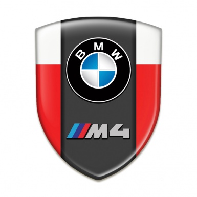 BMW M4 Emblem Badge Logo Red White Design 