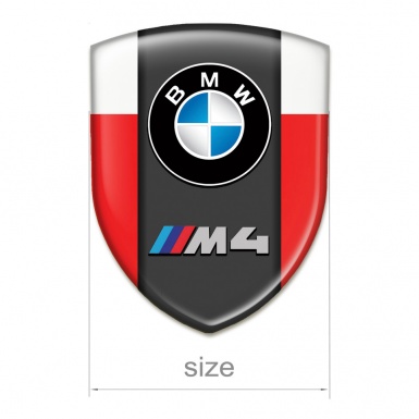 BMW M4 Emblem Badge Logo Red White Design 