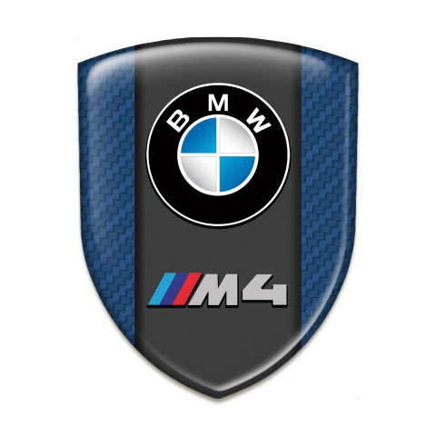 BMW M4 Self Adhesive Emblem Logo Navy Blue Carbon Design 