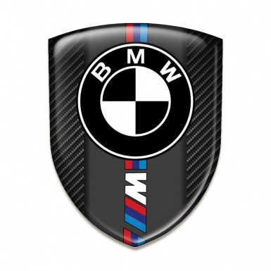 BMW M 3D Gel Emblem Black Fibers base Black White Logo 