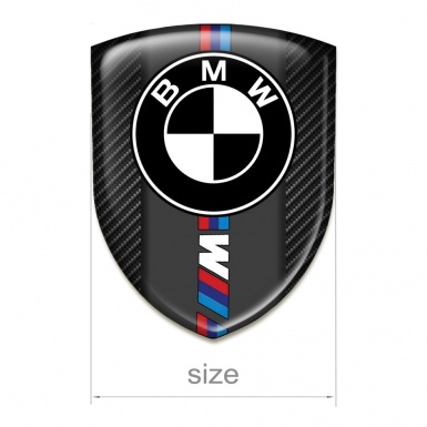 BMW M 3D Gel Emblem Black Fibers base Black White Logo 