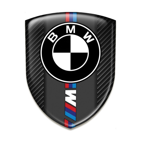 BMW M 3D Gel Emblem Black Fibers base Black White Logo 