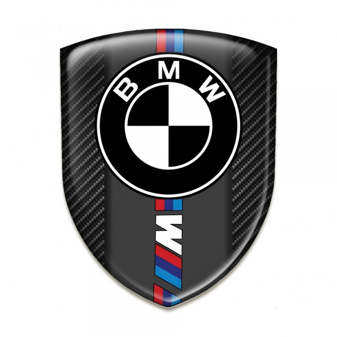 BMW M 3D Gel Emblem Black Fibers base Black White Logo 