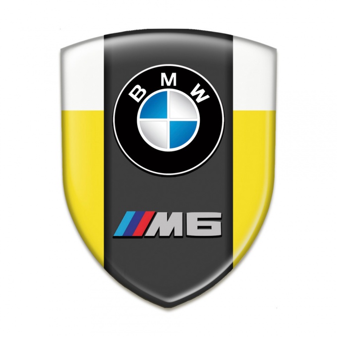 BMW M6 Silicone Car Decal Badge Yellow White Variant 