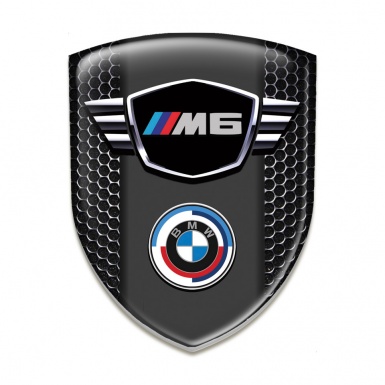 BMW M6 Self Adhesive Emblem Logo Black Carbon Base New Logo Style 