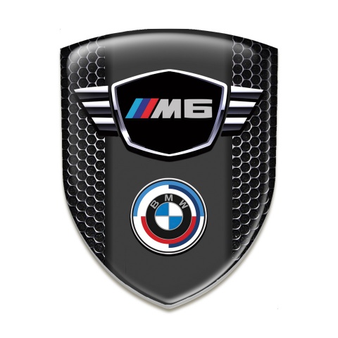 BMW M6 Self Adhesive Emblem Logo Black Carbon Base New Logo Style 