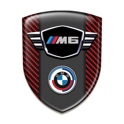 BMW M6 Resin Sticker Red Carbon New Logo Style 