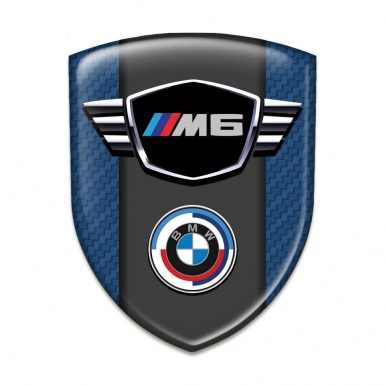 BMW M6 Self Adhesive Car logo Emblem Navy Blue Carbon Base Round Logo 