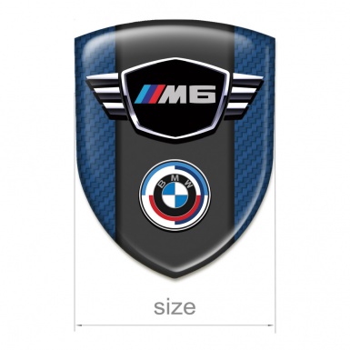 BMW M6 Self Adhesive Car logo Emblem Navy Blue Carbon Base Round Logo 