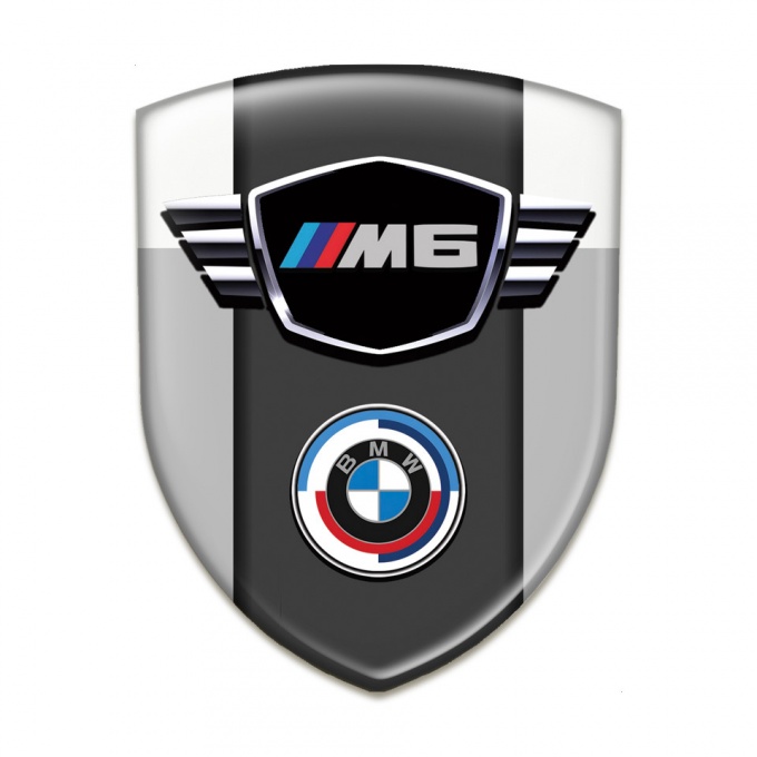 BMW M6 Car Interior Badge Grey White Base Round Logo Design 