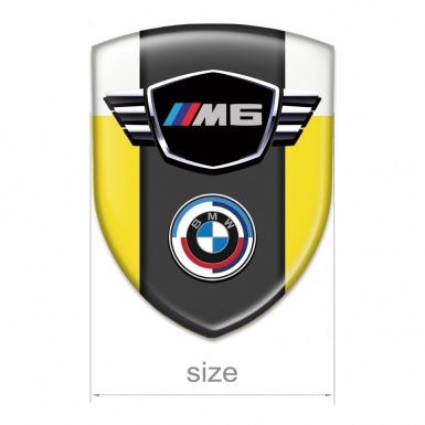 BMW M6 Silicone Car Decal Badge Yellow White Print Round Logo Style 