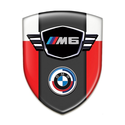 BMW M6 Auto Emblem Red White Print Round logo 