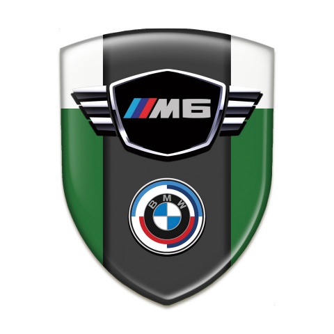 BMW M6 Emblem Badge Logo Green White Base Round Logo Edition 