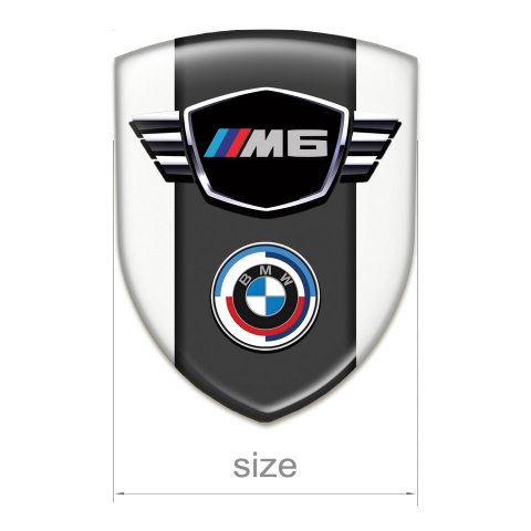 BMW M6 Emblem Badge Logo White Print Round Logo 