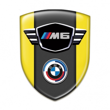 BMW M6 Logo Emblem Racing Edition Yellow Print Round Logo 
