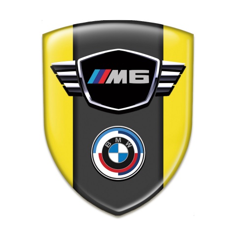 BMW M6 Logo Emblem Racing Edition Yellow Print Round Logo 
