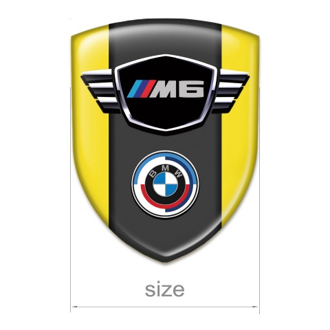 BMW M6 Logo Emblem Racing Edition Yellow Print Round Logo 