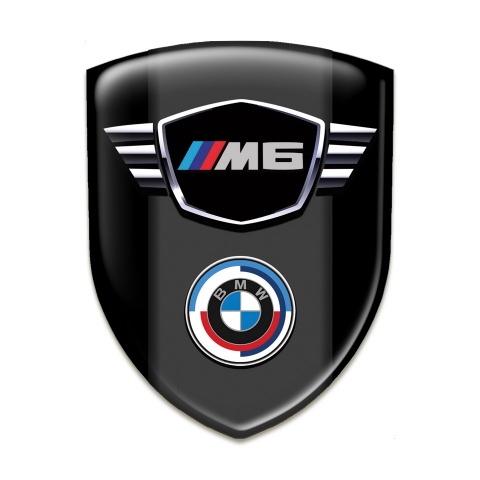BMW M6 Resin Sticker Black Design Round Logo 