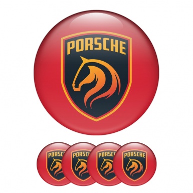 Porsche Wheel Center Emblems Designer Red Edition