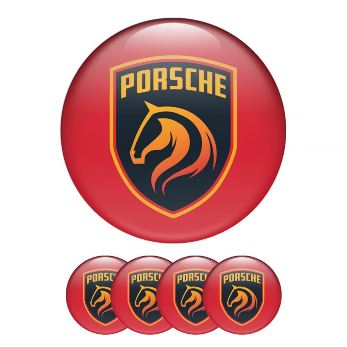 Porsche Wheel Center Emblems Designer Red Edition