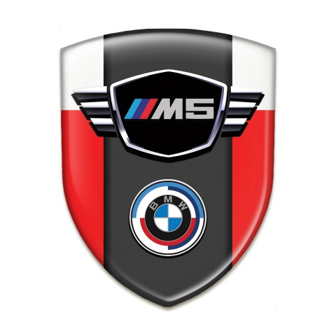 BMW M5 Emblem Badge Logo Red White Style 