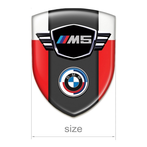 BMW M5 Emblem Badge Logo Red White Style 