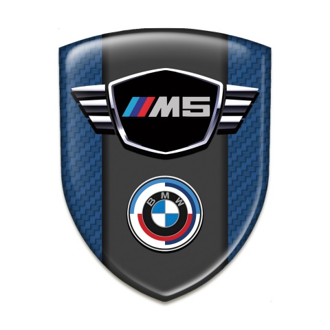 BMW M5 3D Gel Emblem Navy Blue Carbon Style 