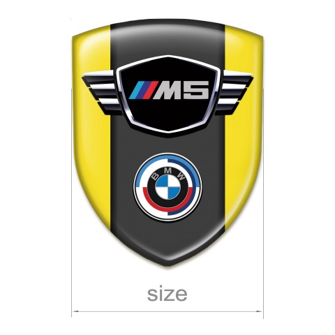 BMW M5 Car Interior Badge Yellow print with Graphite Panel 