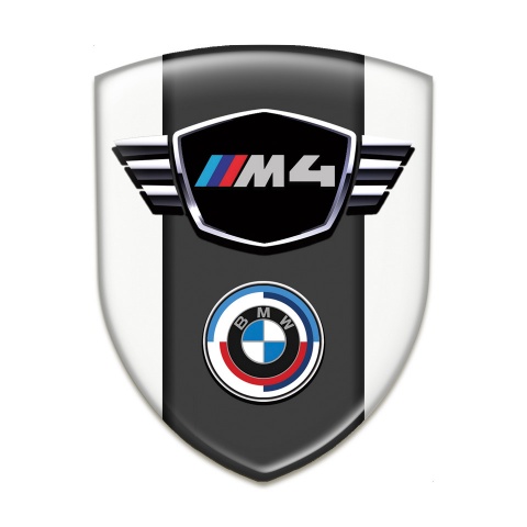 BMW M4 Self Adhesive Car logo Emblem White Best Design 