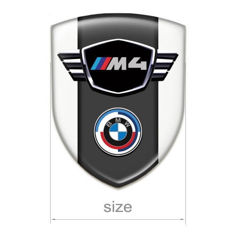 BMW M4 Self Adhesive Car logo Emblem White Best Design 