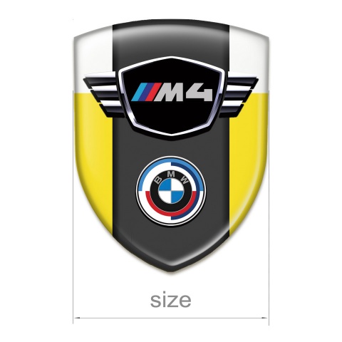 BMW M4 Emblem Badge Logo Yellow White Design 