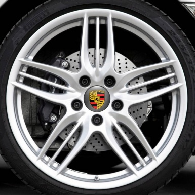 Porsche Wheel Emblems Center Cap Aggressive Yellow Carbon
