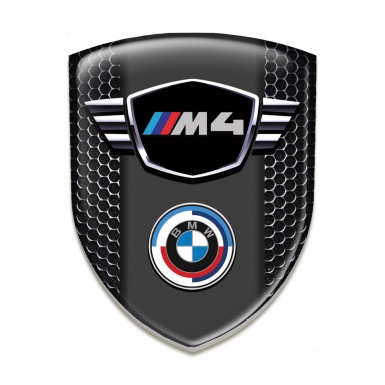BMW M4 Self Adhesive Car logo Emblem Black Honeycomb Pattern 